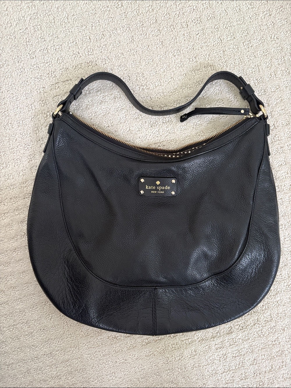 kate spade Black Pebbled Leather Shoulder Hobo